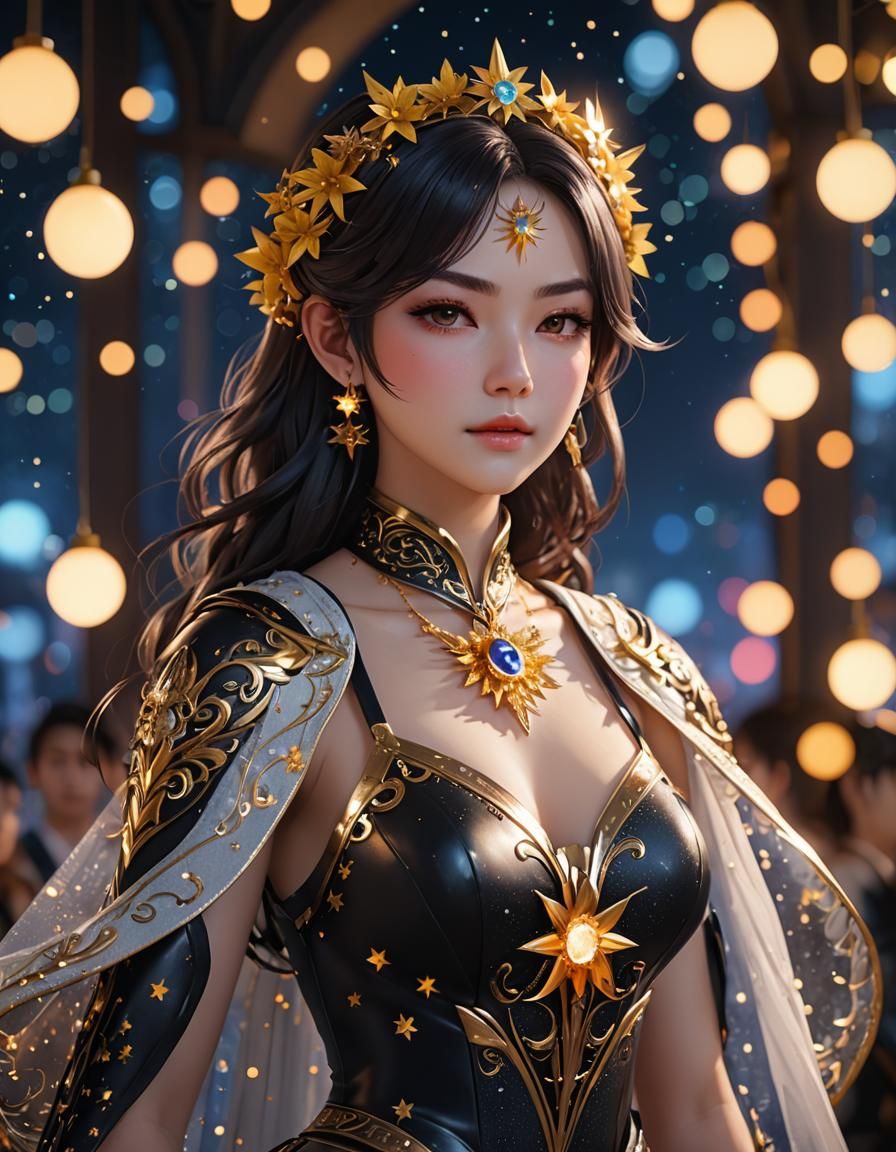 Lava Ballroom Suit with Moon and Stars Bokeh