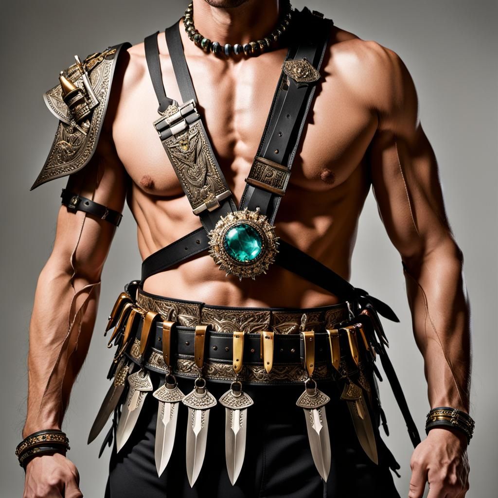Ornate Dagger Bandolier with Hidden Blades