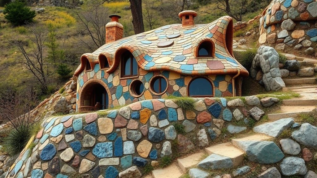 Surreal Stone House Blends into Whimsical Hillside