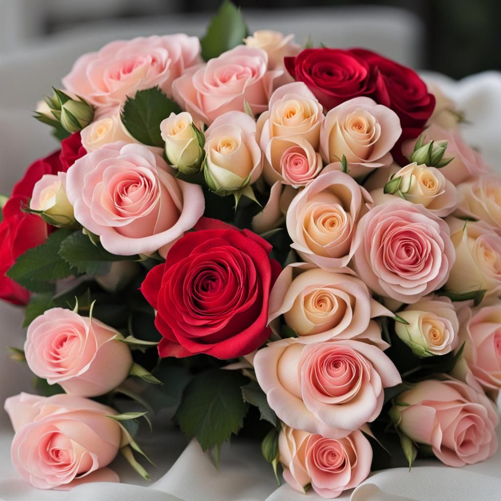 Elegant Bouquet of Roses in Bloom
