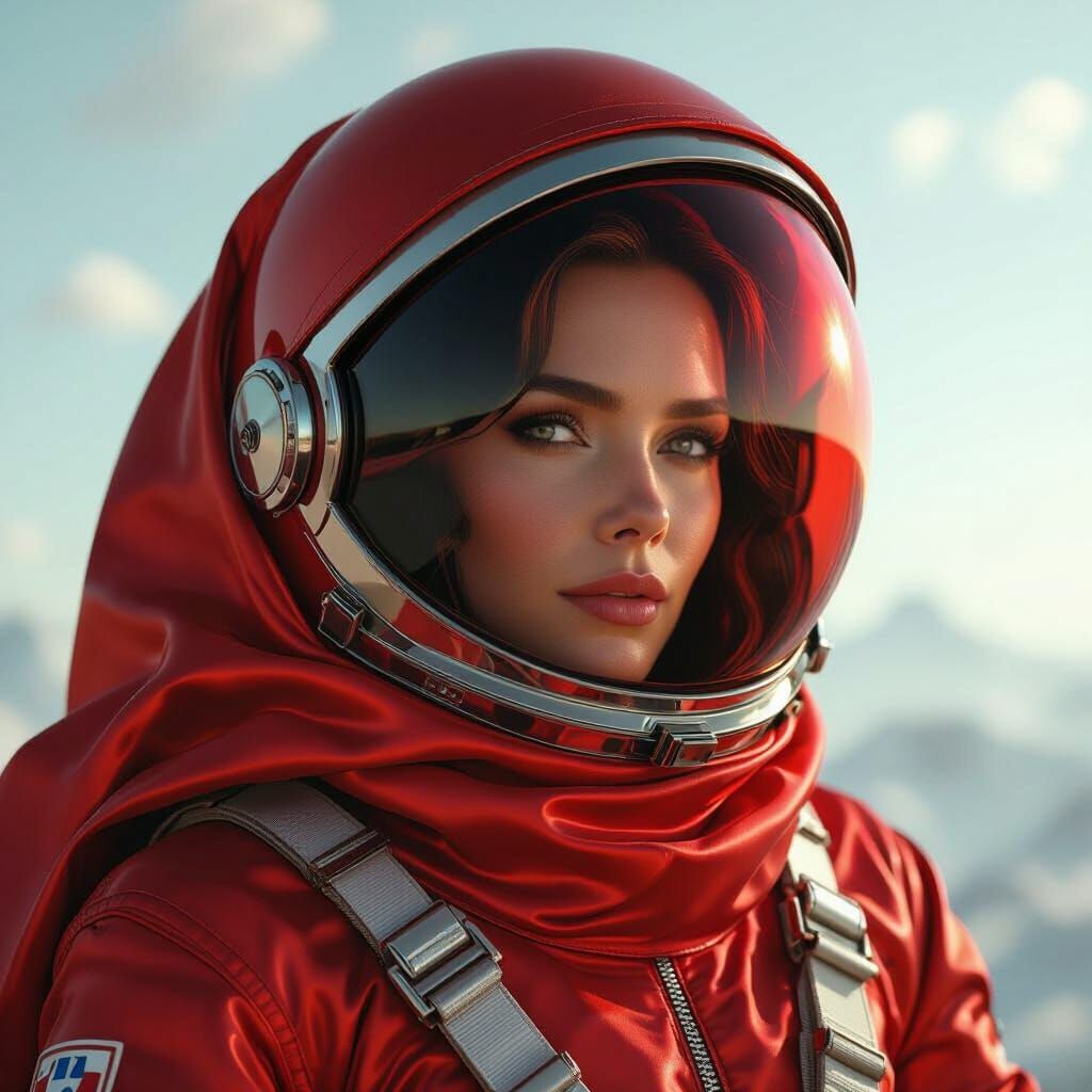 Actress in Red Satin Spacesuit: Fantasy Concept Art