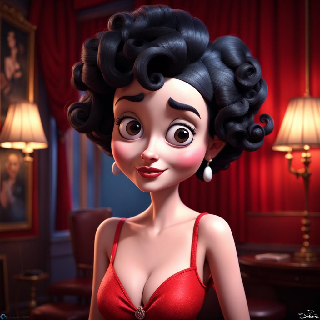 Glamorous Cartoon Woman in Disney Pixar Style