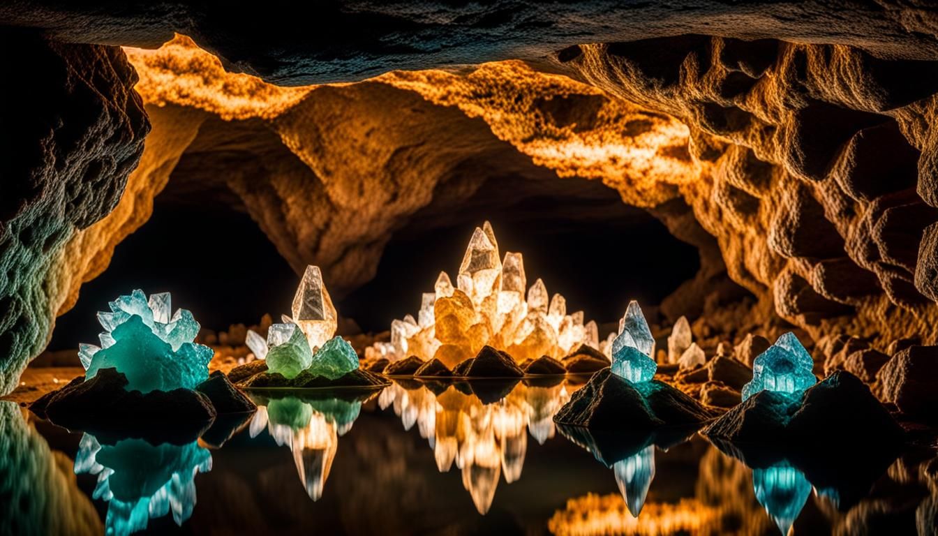 Crystal Cave in Chihuahua Lit with Cool Colors