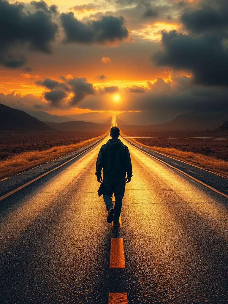 Truth Seeker's Journey: Hyperrealistic Atmospheric Landscape