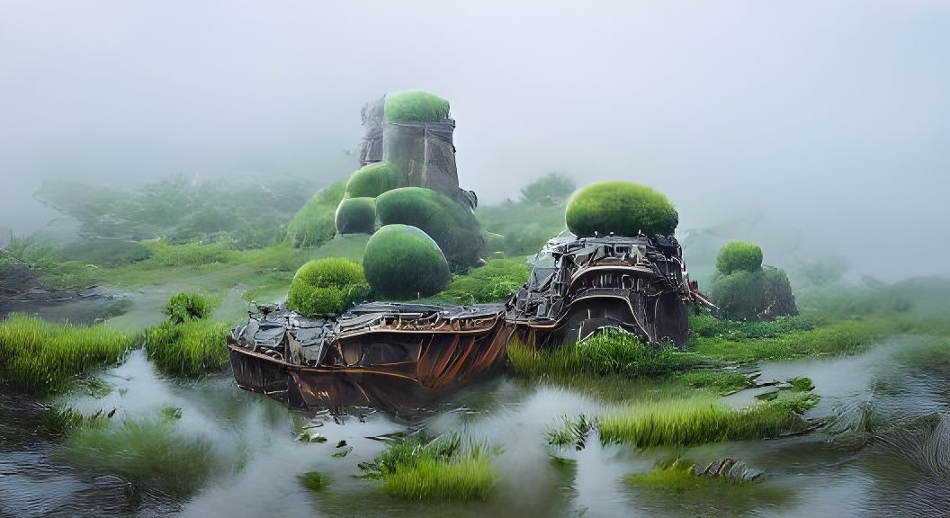 The large, labyrinthine woodland of the marshes is cavaged withazelards by Scott Gustafson
