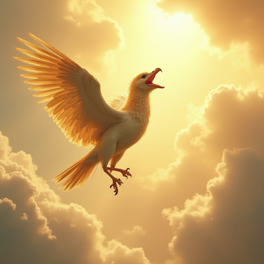 Griffin Soaring in Divine Sunshine