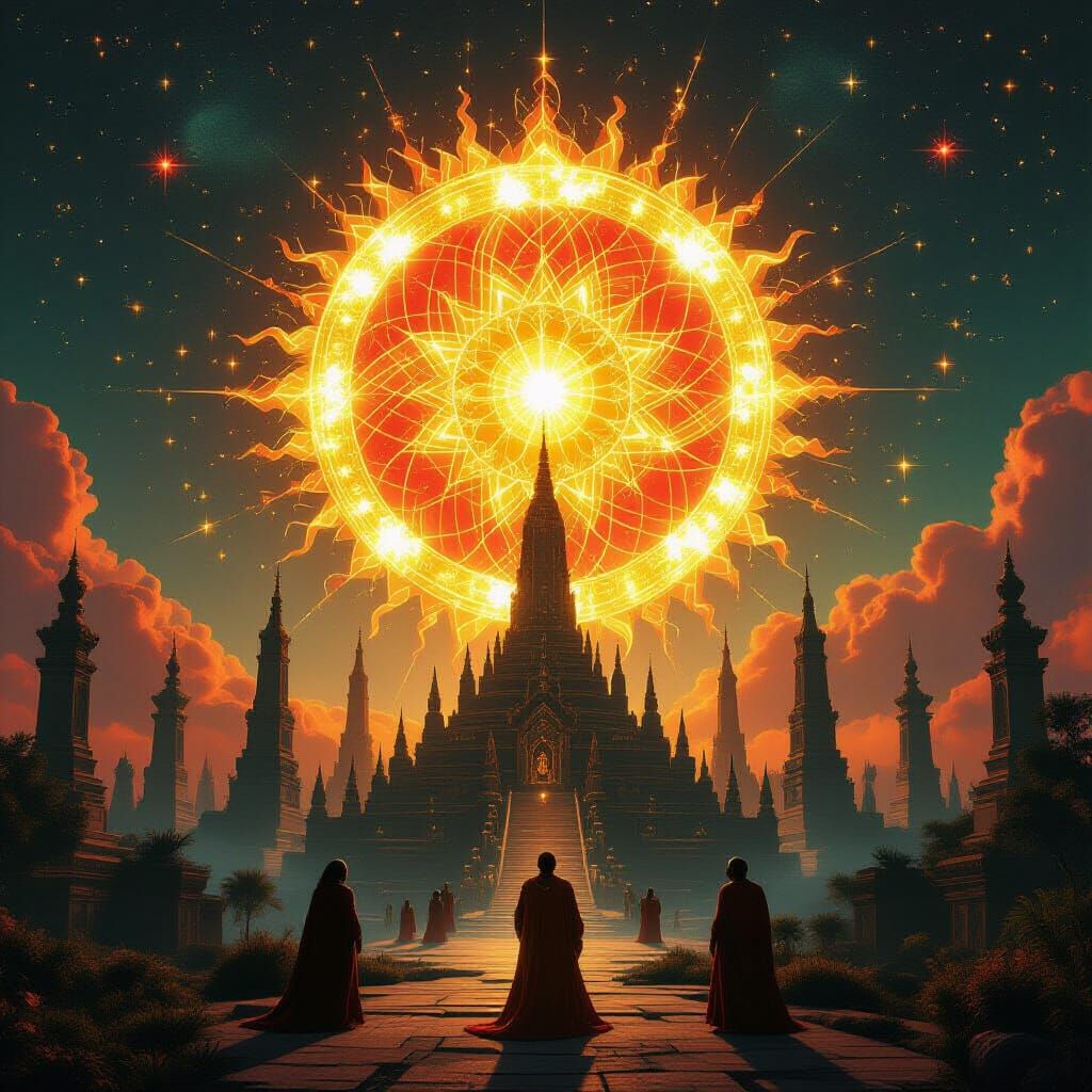 Afro-Futurist Temples and Biomechanical Roots at Sunrise