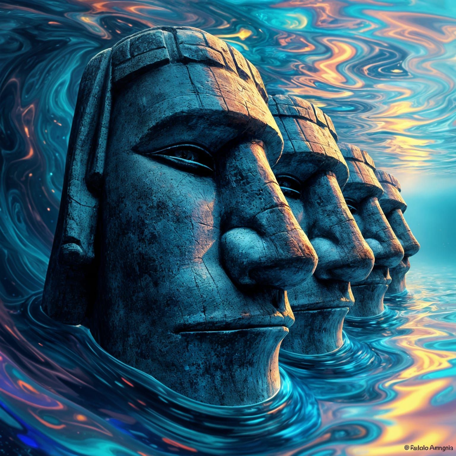 Easter Island Heads in Cosmic Depths