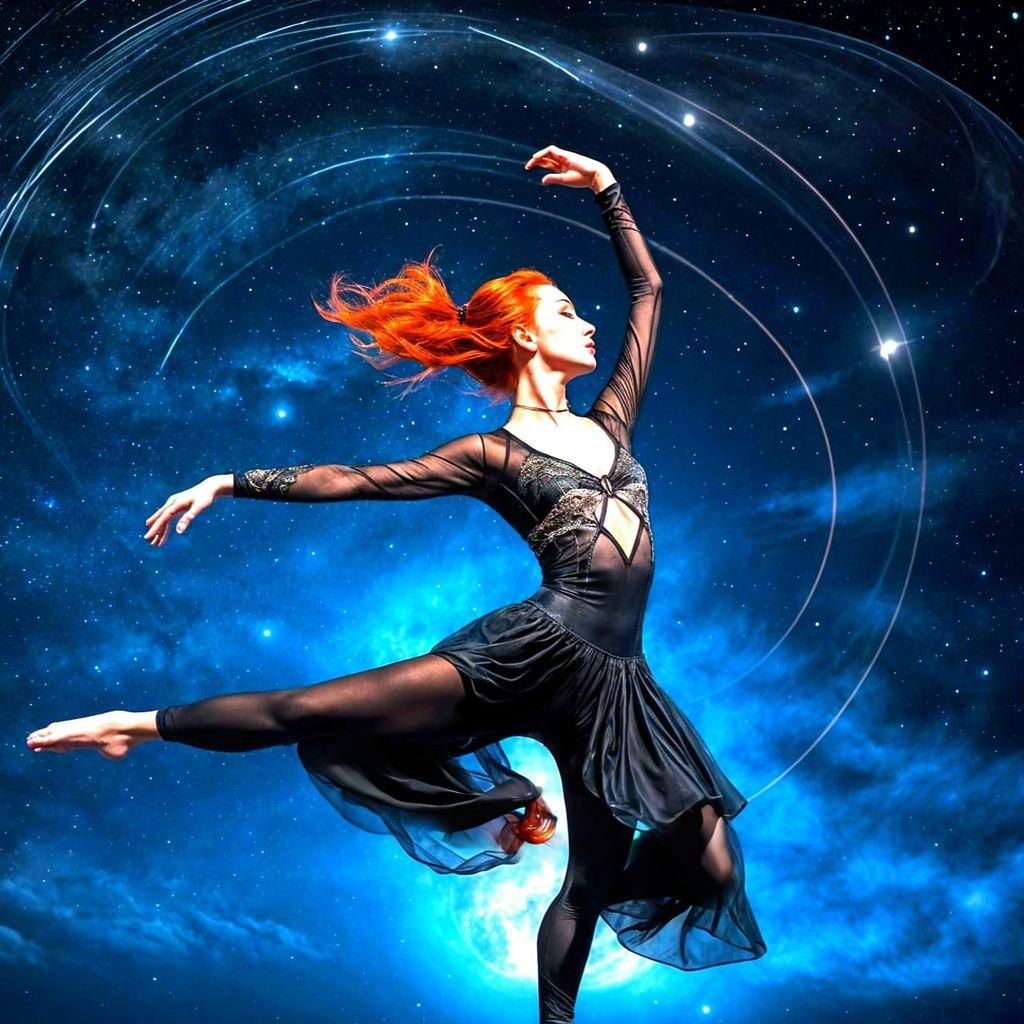 Glowing Nighttime Dancer in a Twirling Motion