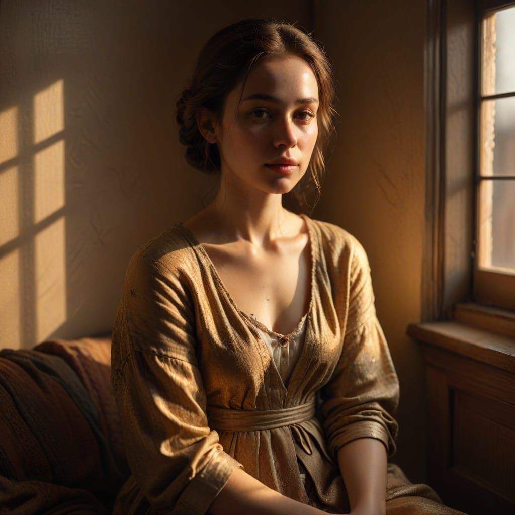 A Woman in Warm, Golden Light
