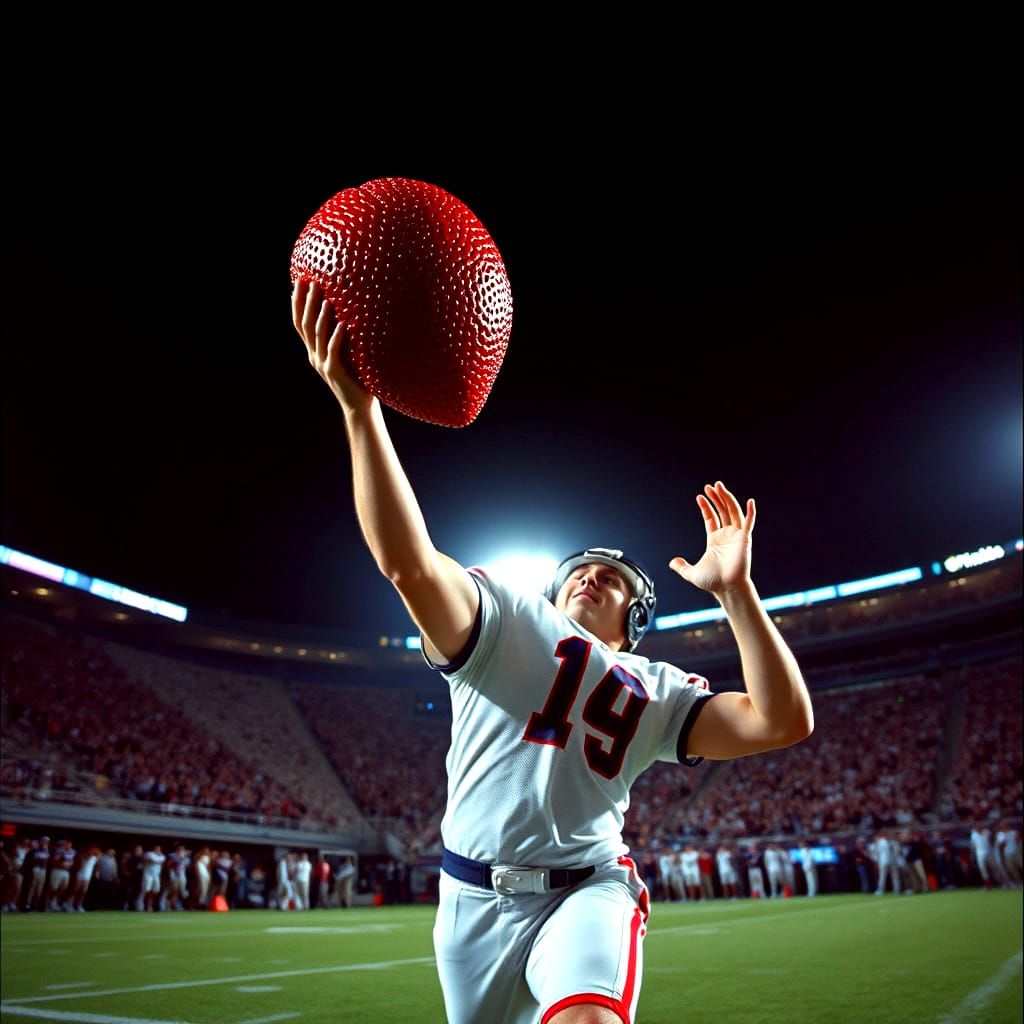 Athlete Throws Giant Strawberry in Cinematic Sports Scene