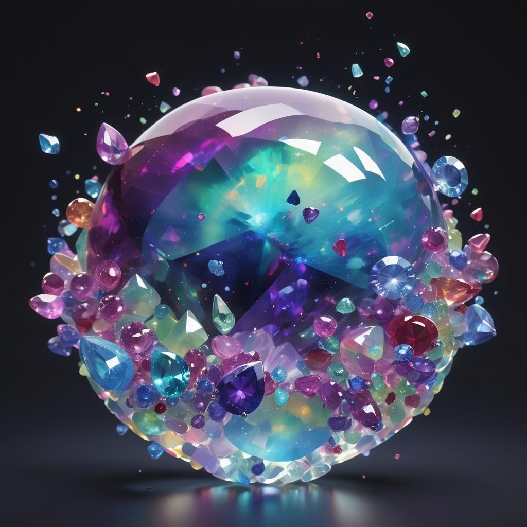Candy-Like Gemstone Cluster in Hyperrealistic 3D Rendering