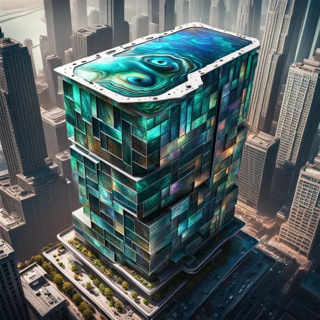 Abalone Skyscraper: Hyperrealistic Splash Art Concept