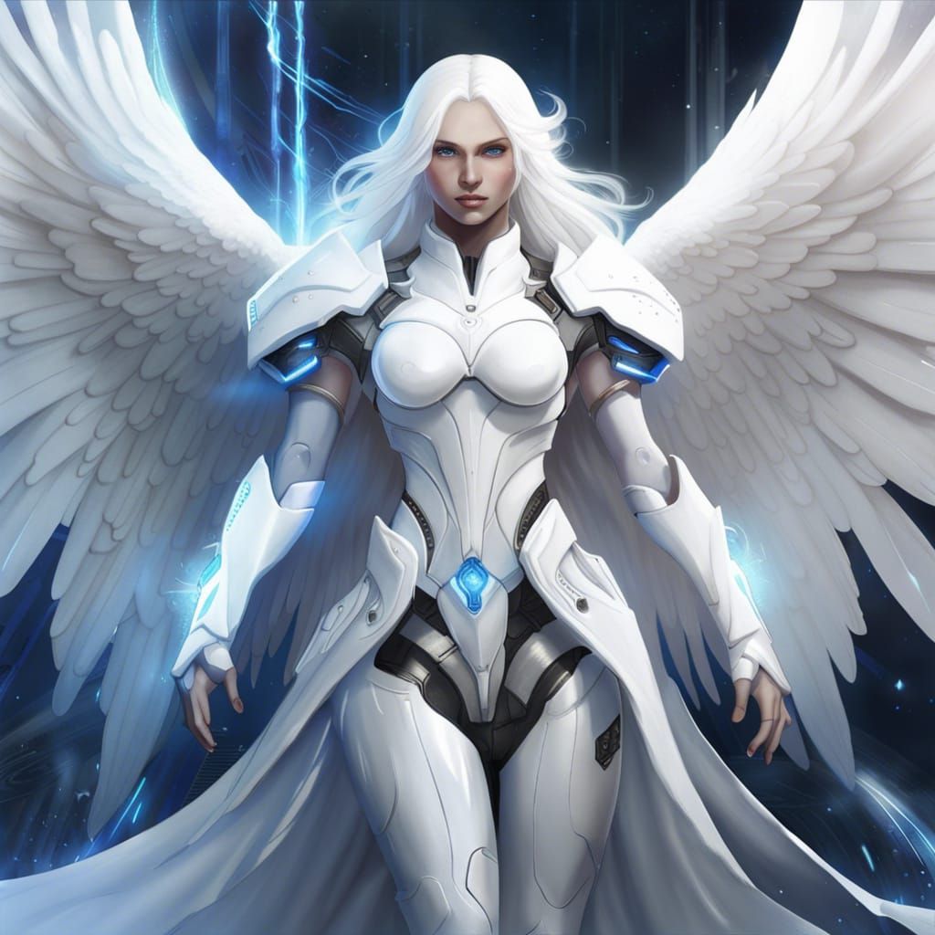 High Fantasy Angel in White Armor
