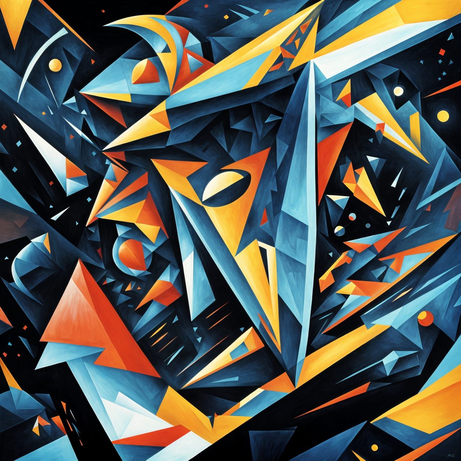 Abstract Cubist Journey in Giger Style