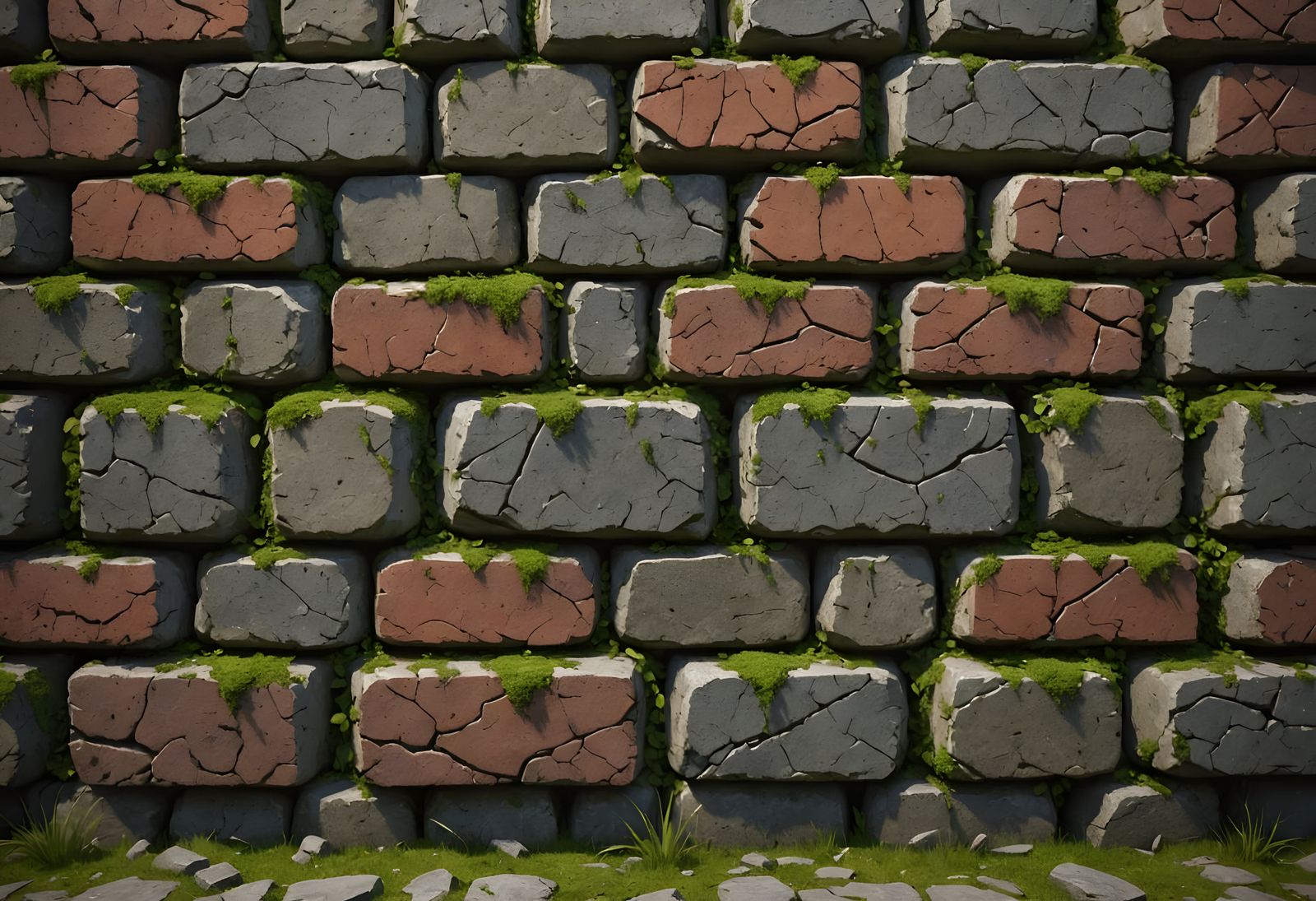 Medieval Brick Wall in Deep Fantasy Colors