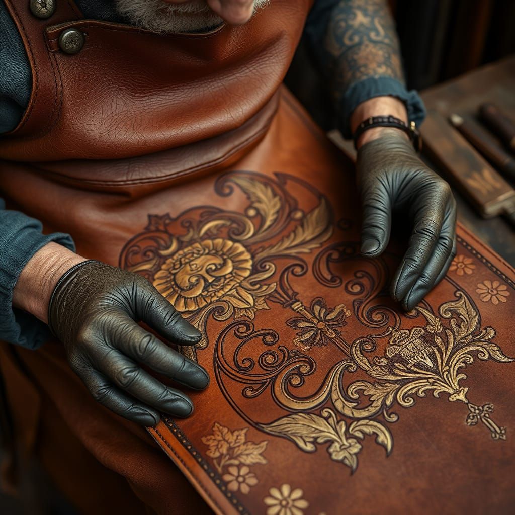Baroque Leatherwork Crafted by Tanner as Etching