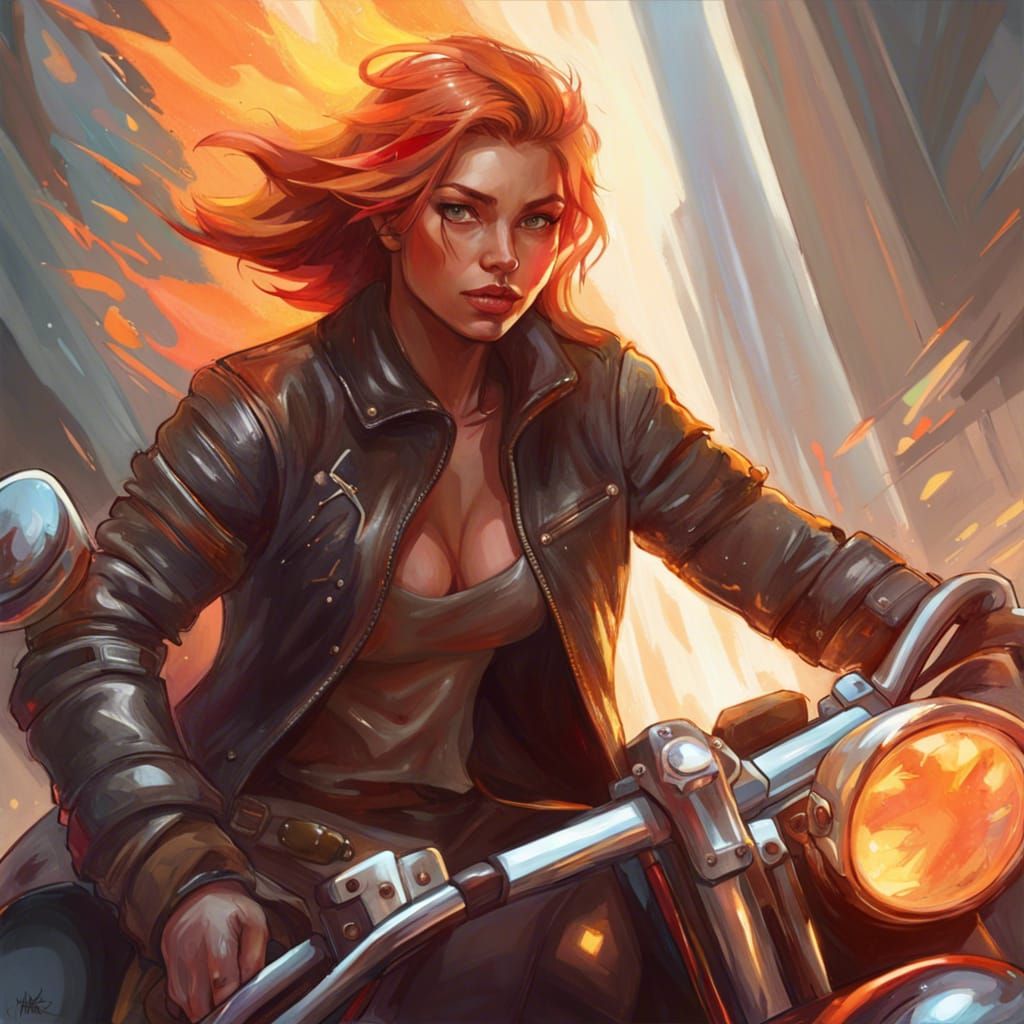 Cat Rides a Motorcycle: Hyperdetailed Art Nouveau Portrait