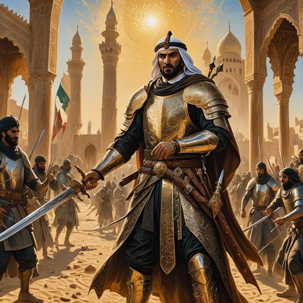 Imam Ali in War Armor with Sword