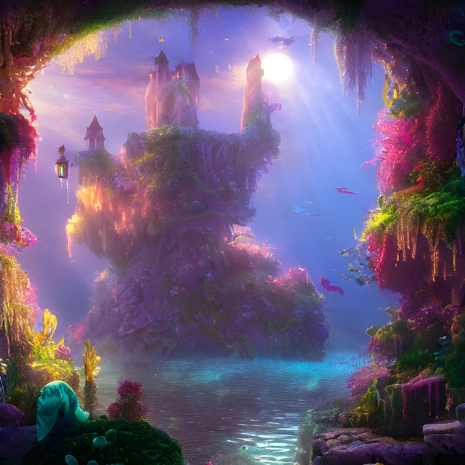 Iridescent Mermaid Castle Underwater Dreamscape