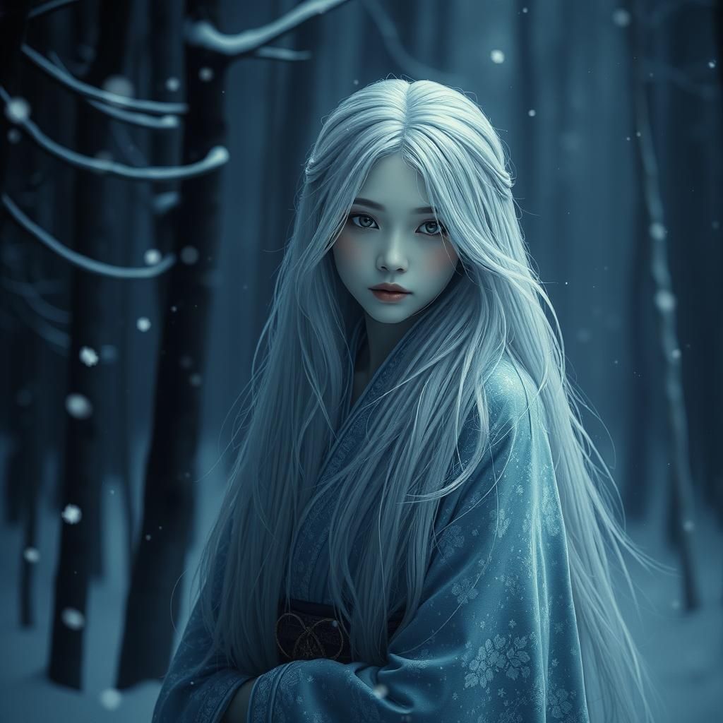 Yuki Onna Portrait in Hauntingly Beautiful Style