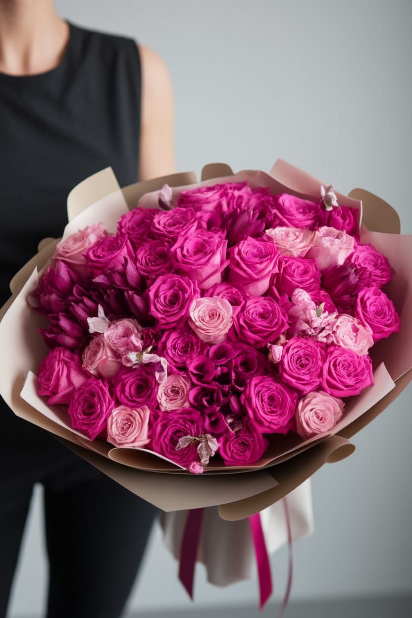 Luxurious Fuchsia Bouquet in Chrome