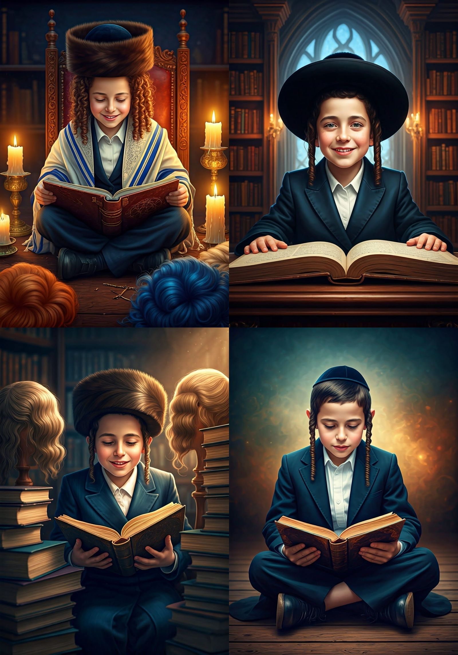 Hasidic Boy Studying: Detailed Matte Painting