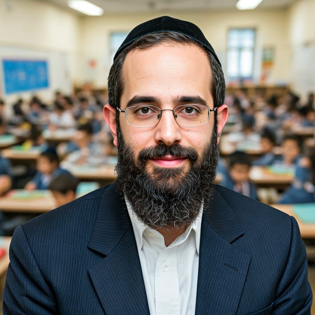 Intimate Portrait of Hasidic Teacher in Lively Classroom