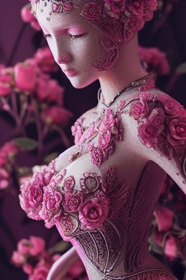 Filigree Rose Woman in S-Shape Pose