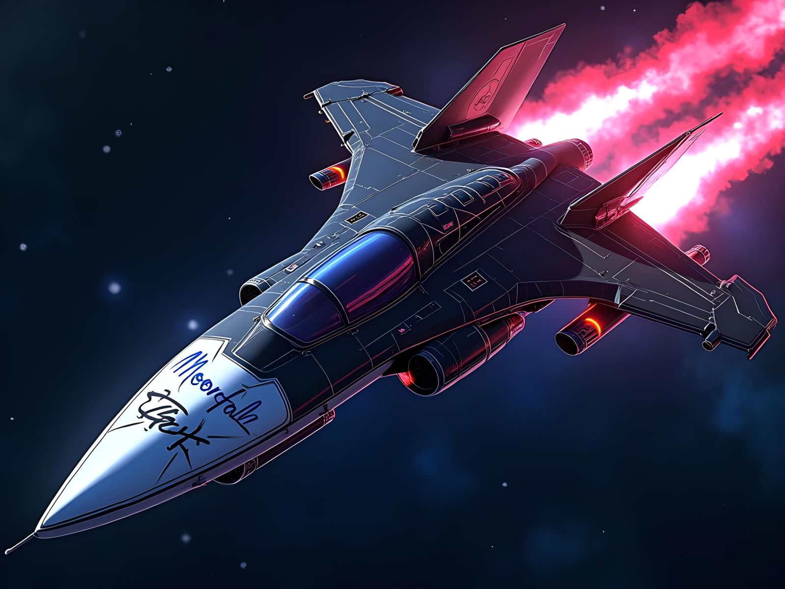 Futuristic Space Jet in Anime Style