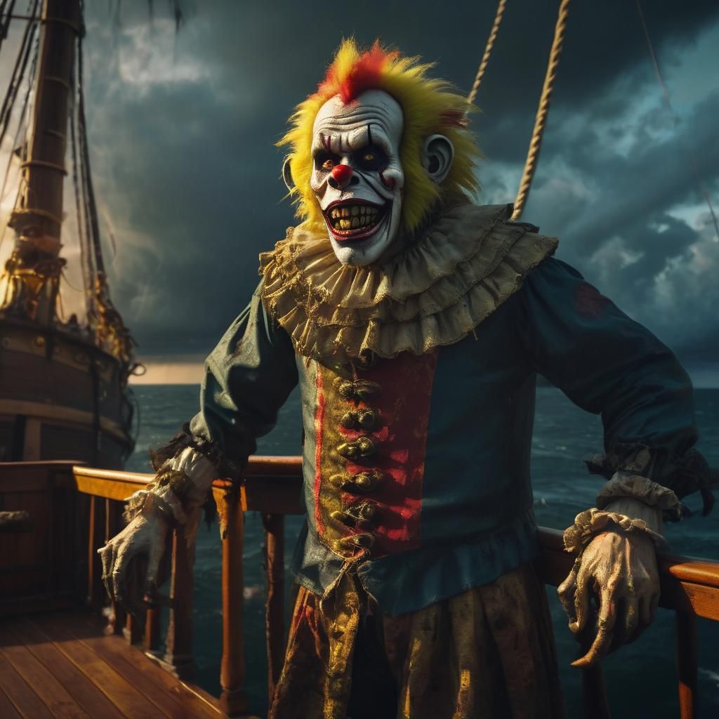 Menacing Zombie Monkey Clown on Spanish Galleon