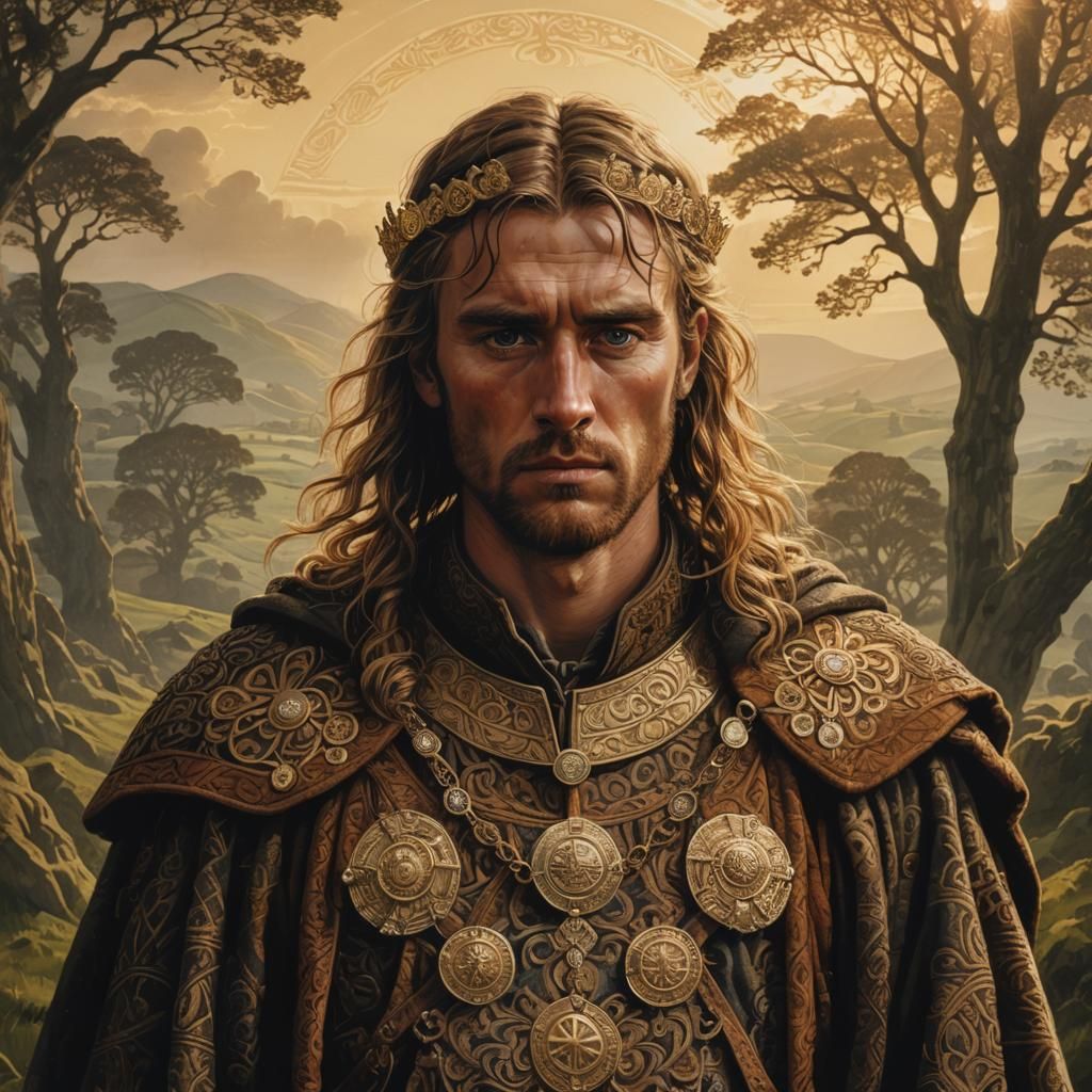 Anglo-Saxon King Portrait in Illuminated Manuscript Style