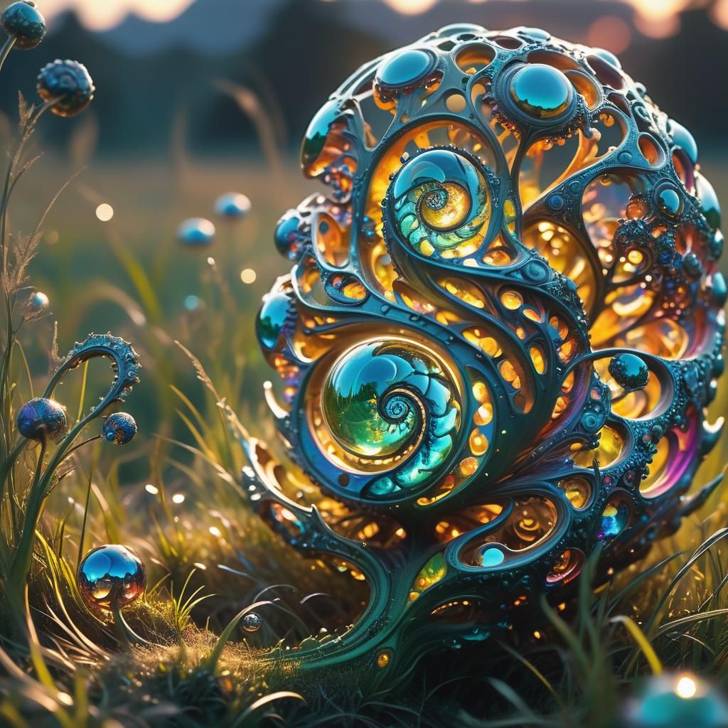 Mysterious Prismatic Object in Grassland: Psychedelic Photog...