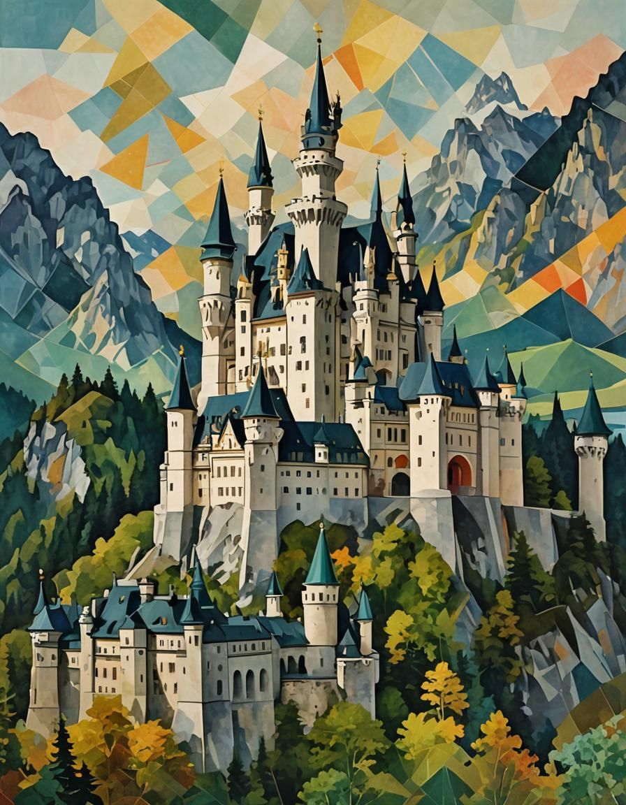 Neo in Chromatic Geometric Abstract Castle Art