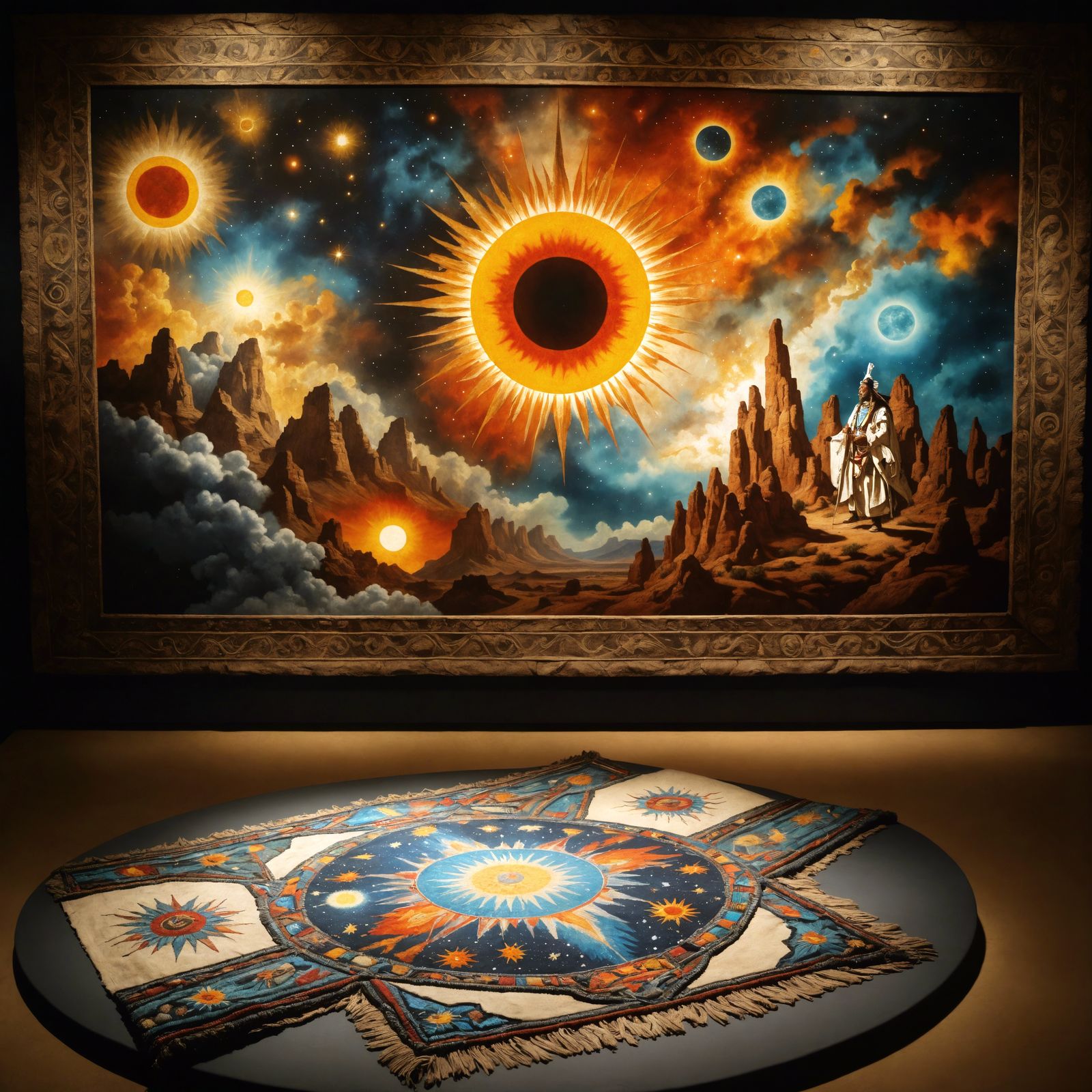 Sun Consuming Universe with Navajo Beadwork