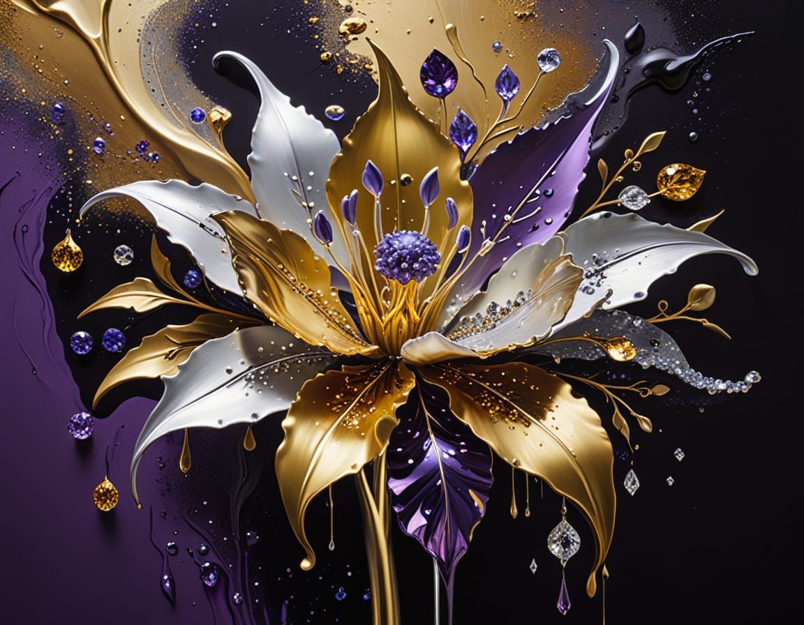 Surreal Floral Silhouette with Melting Petals