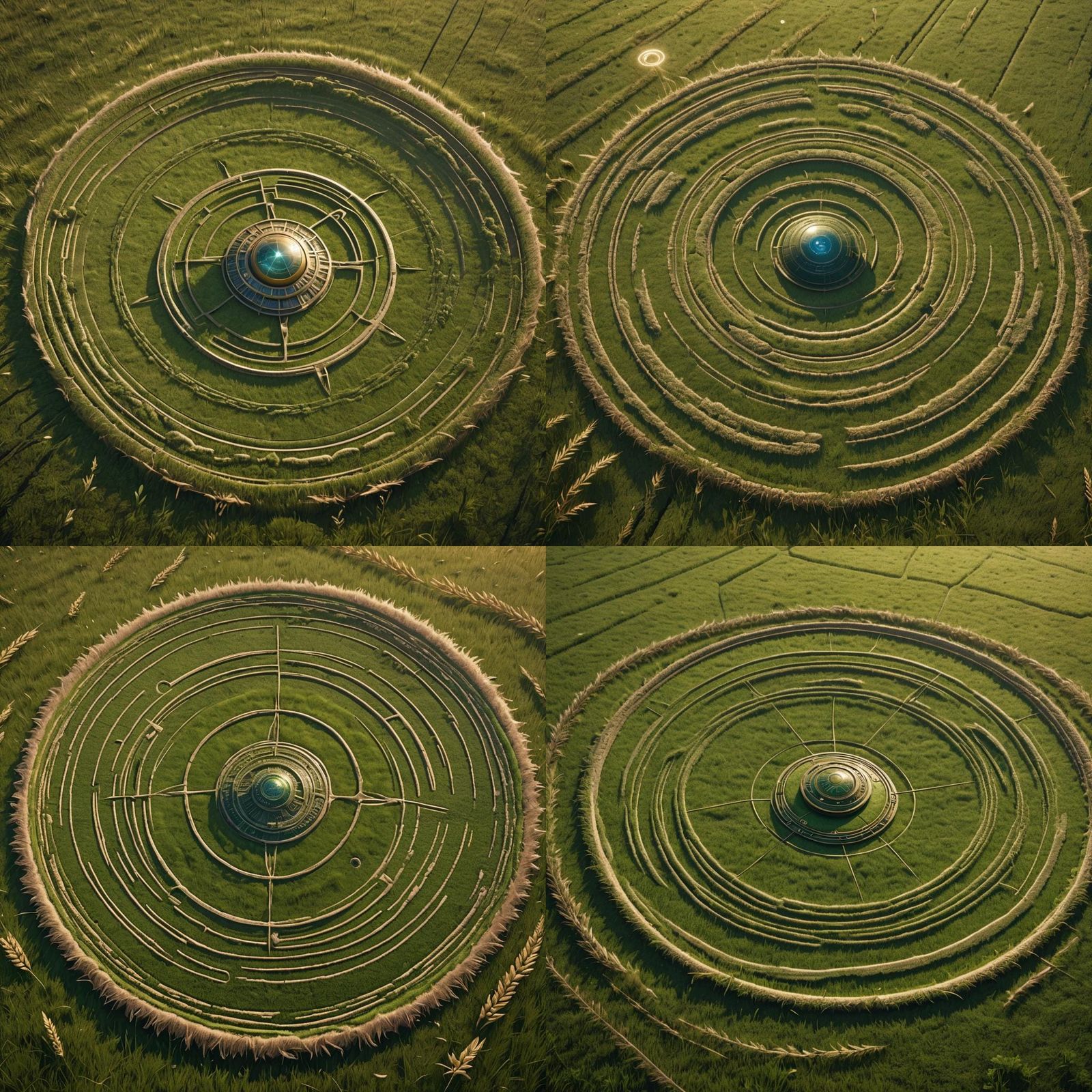 Crop Circle with Ascending UFO: Matte Painting