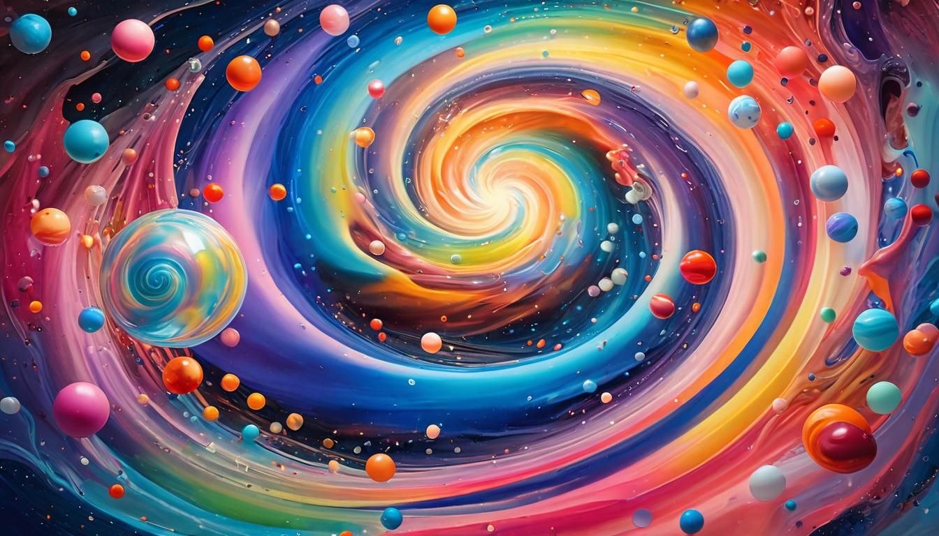 Cosmic Abstract Expressionism: Iridescent Stars in Space