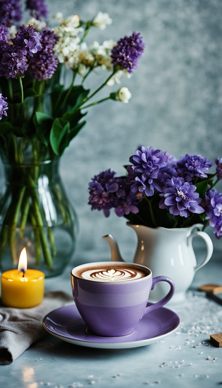Romantic Still Life in Soft Purple Hues