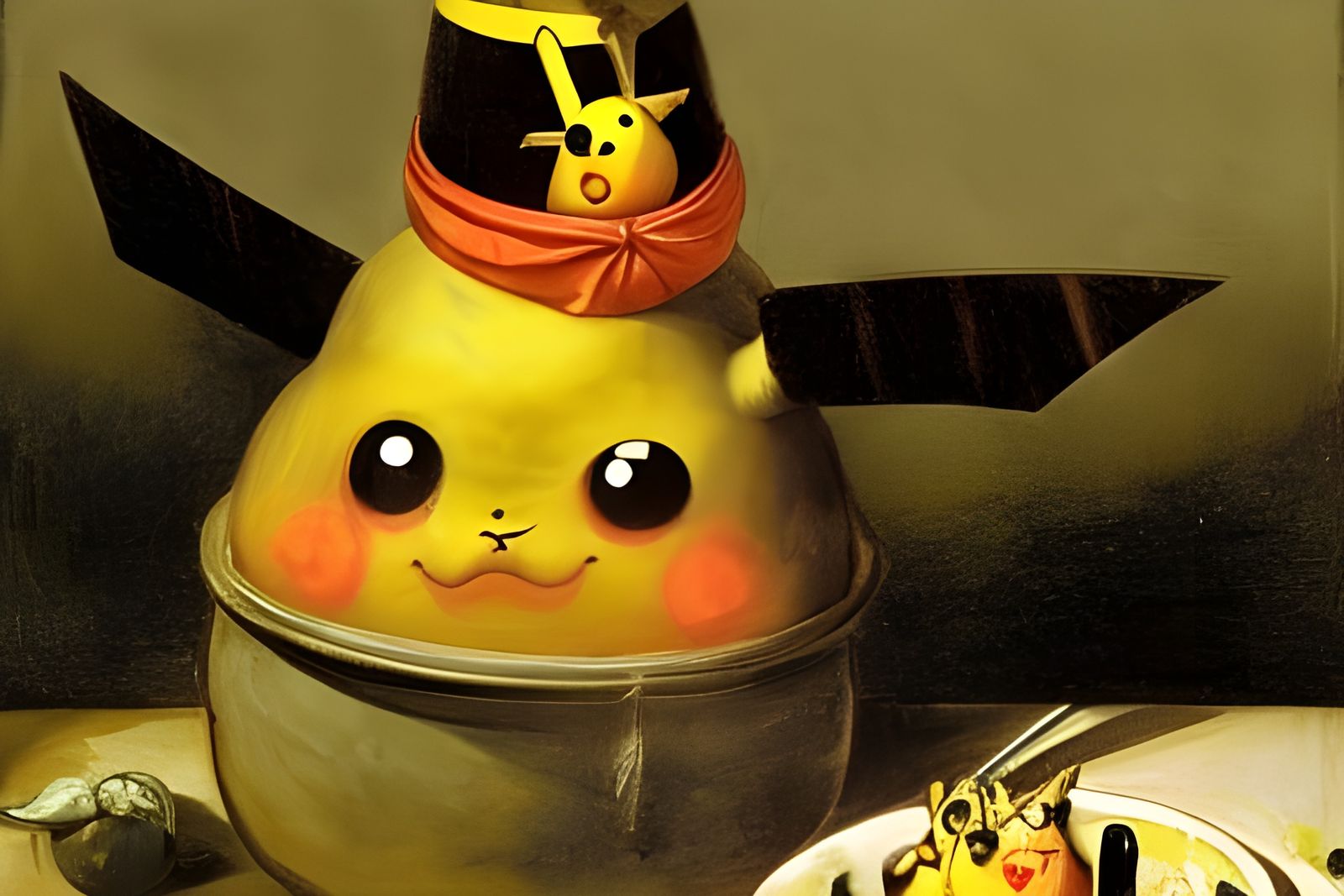 Pikachu Devouring Ketchup: A Dark Fantasy Masterpiece