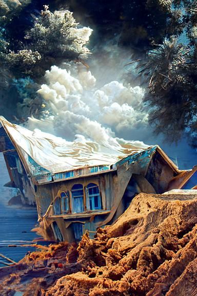 House Demolished by Sand and Waves: Digital Matte Painting