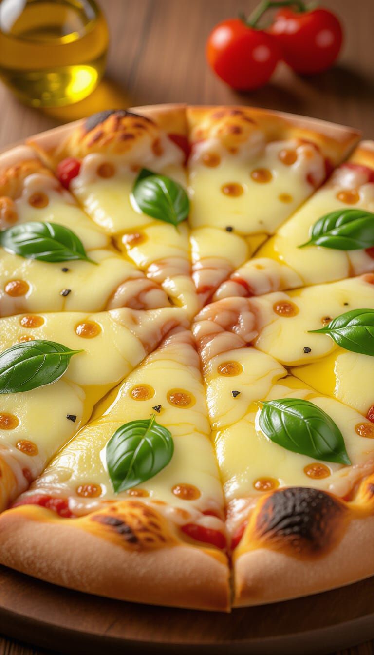 Mouth-Watering Homemade Pizza Close-Up With Melting Cheese