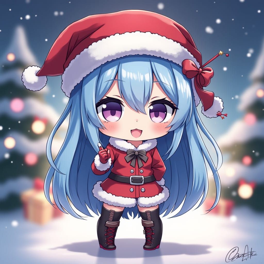 Esdeath in Winter Wonderland: Chibi Anime Art with Vibrant H...