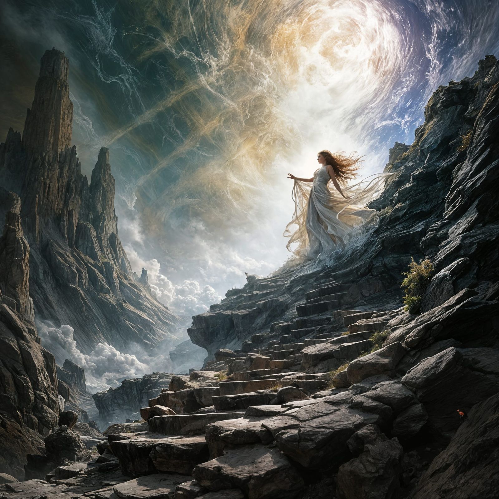 Fantasy Vortex with Sinister Tower, Detailed Illustration