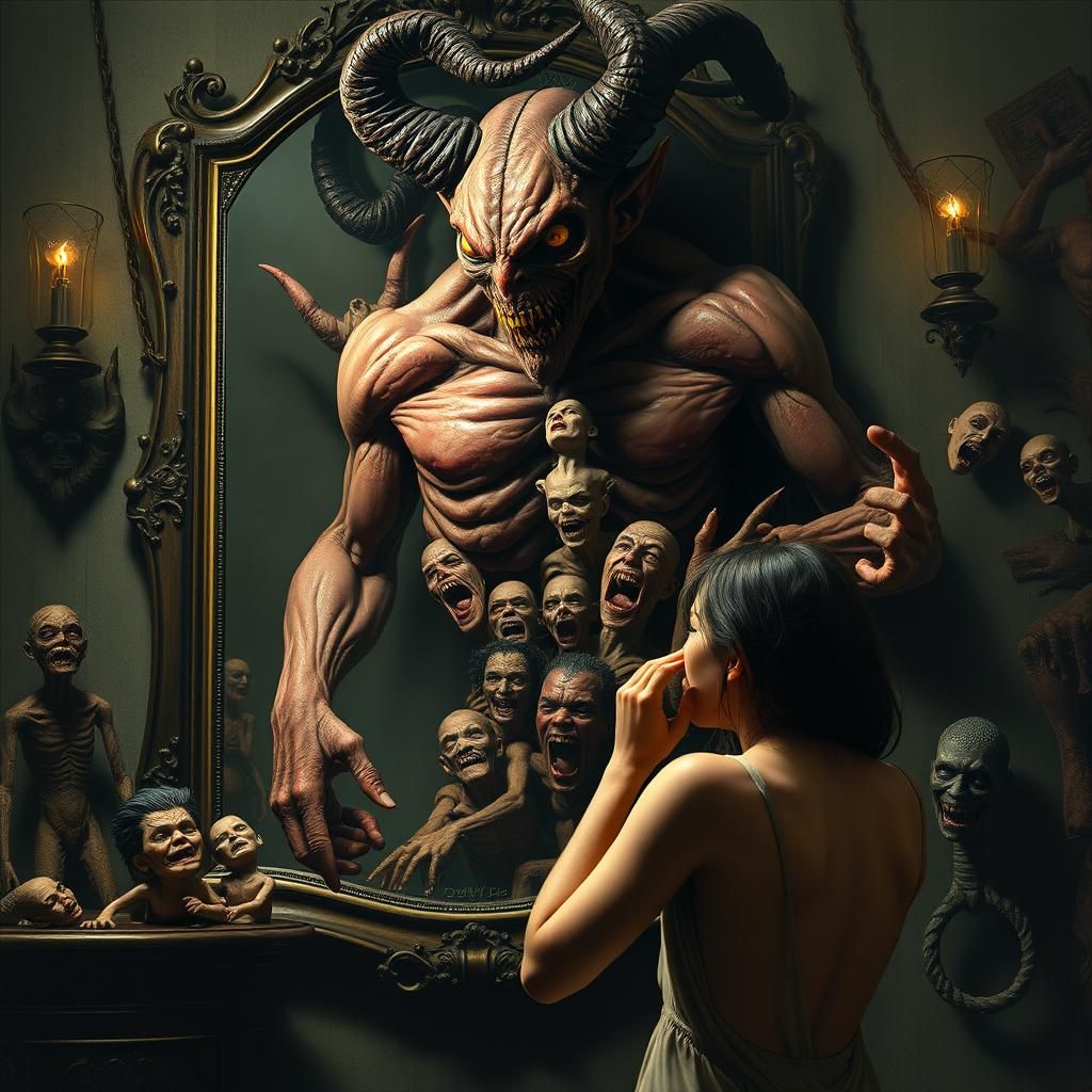 Terrifying Demon in a Dark Surrealist Style