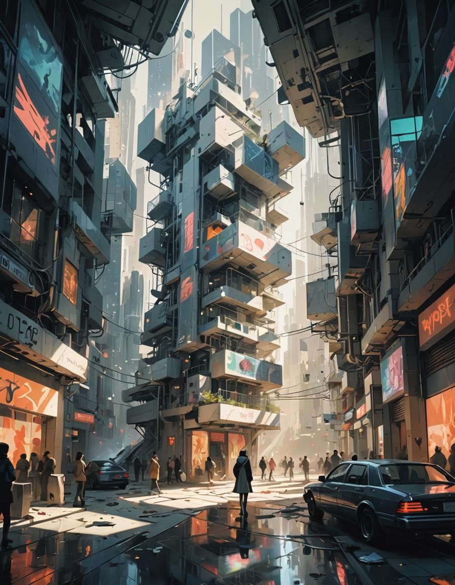 Ethereal Hypermodern Scene in Vibrant Light