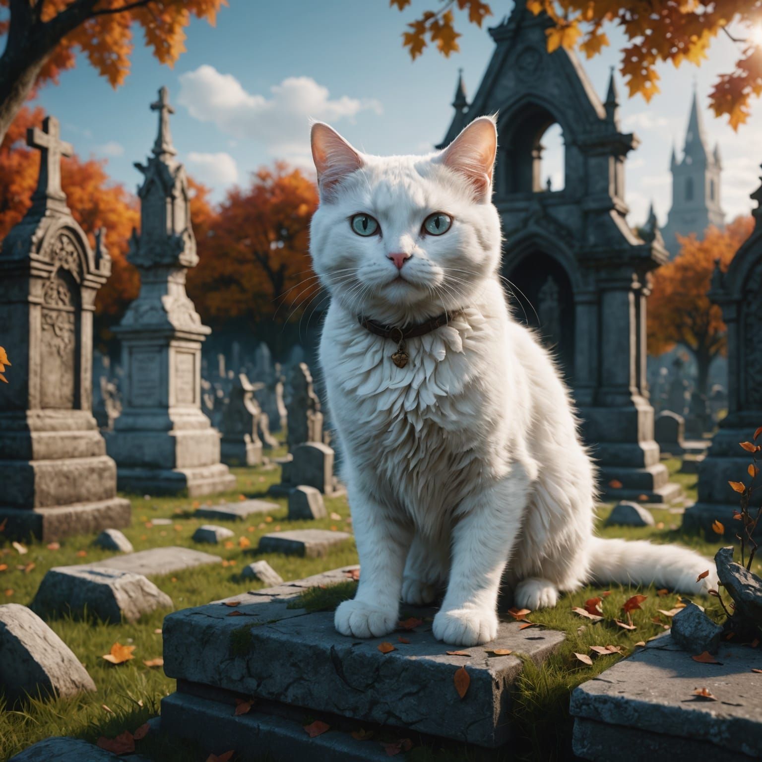 White Cat's Graveyard Frolic: Detailed Matte Painting