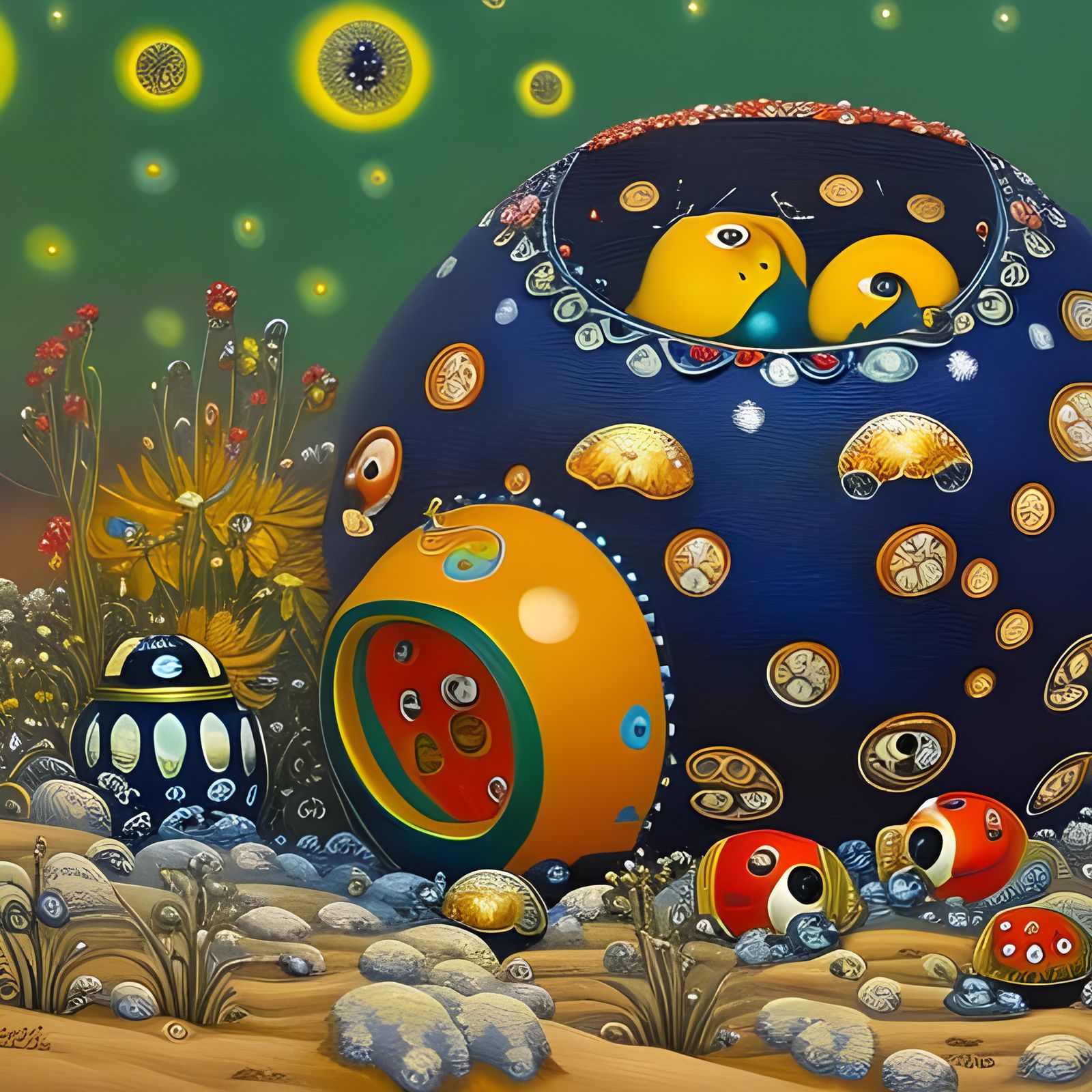 Mushroom Tea Party with Matryoshka Dolls, Gurney Style