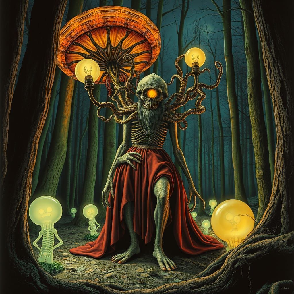 Sinister Forest Creatures in Darkly Humorous Style