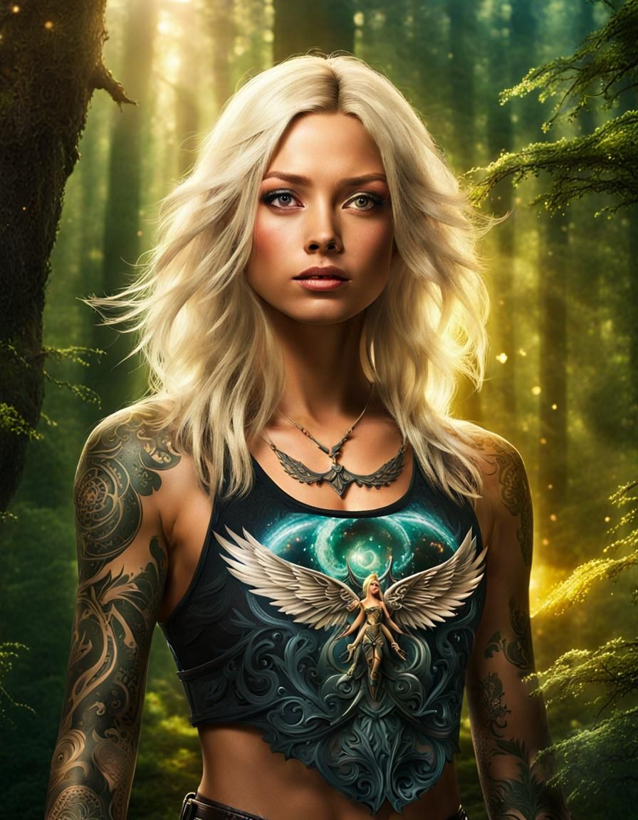 Battle Angel Protecting Forest in Fantasy Concept Art